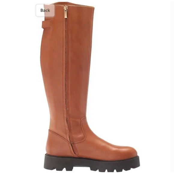 Franco Sarto Balinboot Tall Boots 7.5 NWOT Knee High Cognac Brown Leather Lug - Picture 4 of 12